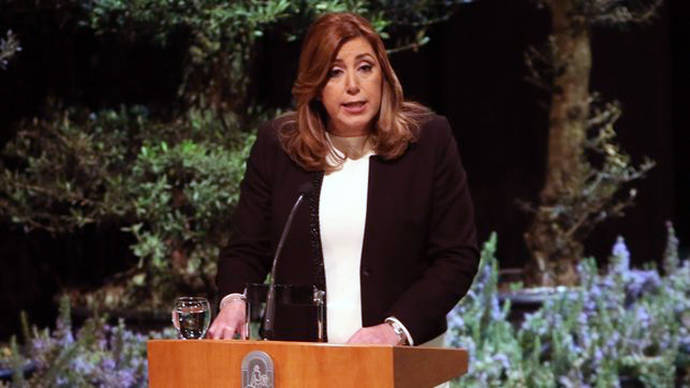 La presidenta andaluza, Susana Díaz, durante el acto de conmemoración del 28F