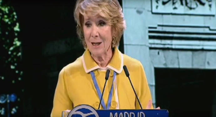 Esperanza Aguirre, durante su intervención en el 16 Congreso Regional del PP de Madrid