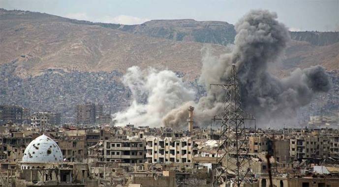 Foto de referencia: Bombardeo en Jobar, cerca de Damasco, ocurrido a principios de esta semana.