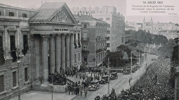 Llegada del Gobierno Provisional, para la apertura de las Cortes Constituyentes, 14 de julio 1931 Congreso de los Diputados