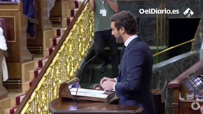 Pablo Casado, este miércoles, durante el debate sobre los indultos en el Congreso. (captura de pantalla)