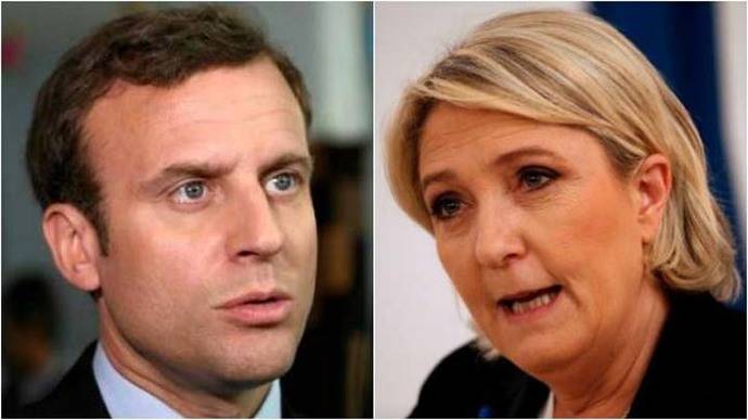 Los dos candidatos que se disputan la segunda vuelta de las presidenciales de Francia, Emmanuel Macron y Marine Le Pen. 