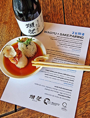 Maki de wagyu con miso y sake