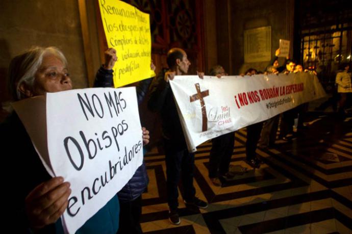 Protestas en Chile por los escándalos de abuso sexual por parte de miembros de la Iglesia. 