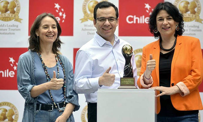 Directora Nacional de Turismo, Marcela Cabezas, Ministro de Economía Fomento y Turismo, Luis Felipe Céspedes y Subsecretaria de Turismo, Javiera Montes.