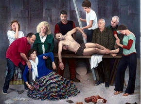 Soledad Fernández recrea el “Descendimiento” de Van der Weyden en pintura con estética actual