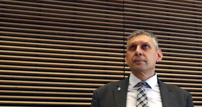 El inspector jefe José Ángel Fuentes Gago durante su declaración ante la comisión de investigación de la policía política en el Congreso