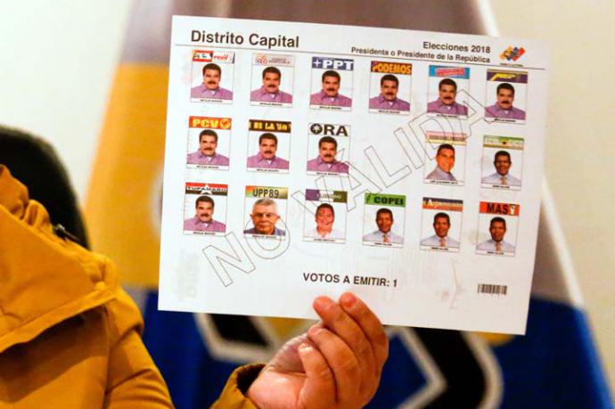 Fotografía del tarjetón para las elecciones presidenciales venezolanas 