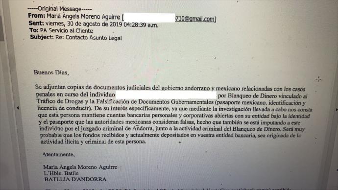 Jueza andorrana, utiliza su cuenta de e-mail privado en perjuicio de difamación