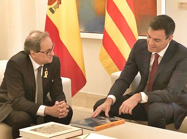 Pedro Sánchez y Quim Torra en el Palacio de la Moncloa.