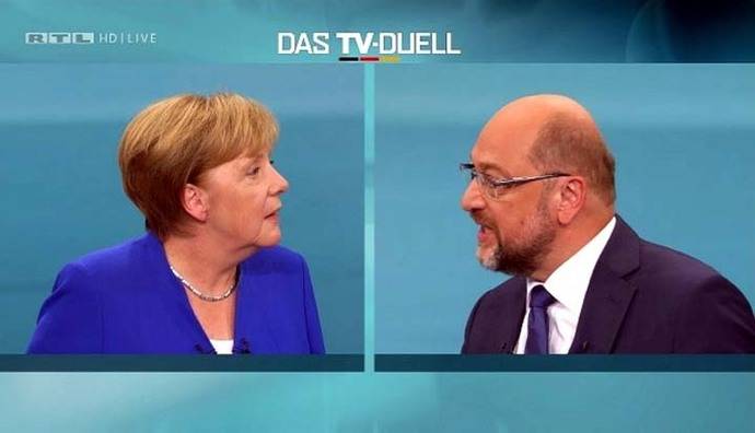 Angela Merkel se midió contra Martin Schulz en el único debate televisado de Alemania antes de las elecciones generales