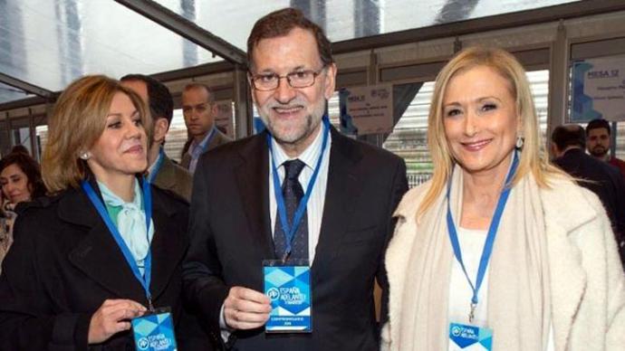 Mariano Rajoy, junto a Cristina Cifuentes y María Dolores de Cospedal