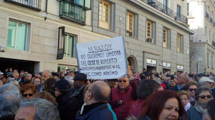 Imagen de archivo de una manifestación contra la subida del 0,25% de las pensiones durante el Gobierno de Rajoy. LAURA OLÍAS 