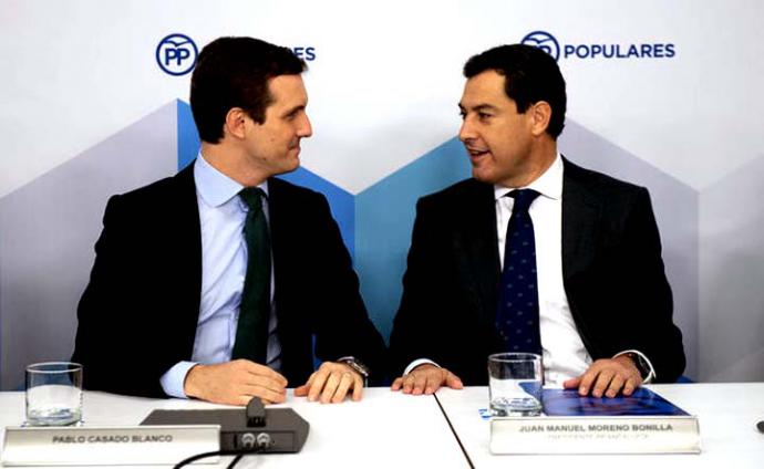 Pablo Casado y Juanma Moreno, el pasado lunes, en Génova. FLICKR PP