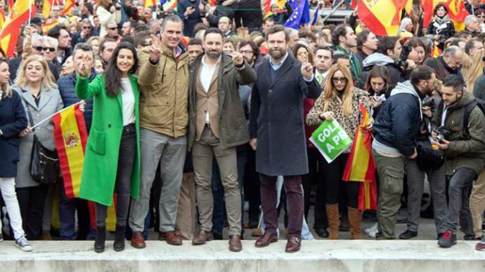 Los líderes de Vox en la manifestación de Colón convocada junto a PP y Ciudadanos VOX