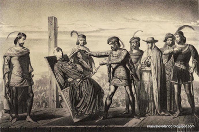 Litografía de La farsa de Ávila, Un acto teatral que reflejaba el 