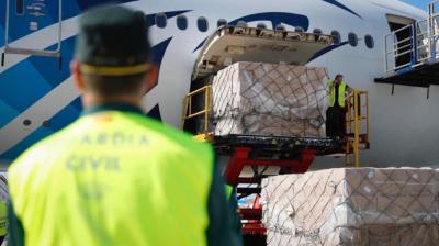 Uno de los primeros cargamentos de material sanitario llegados a Madrid en 2020 Comunidad de Madrid