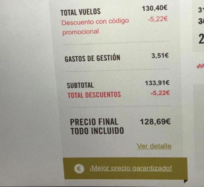 El descuento ofrecido en muchos vuelos está muy lejos del 50% del total. 