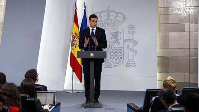 El presidente del Gobierno, Pedro Sánchez, en la presentación del Consejo de Ministros.