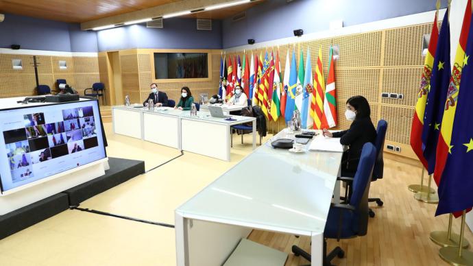 La ministra Carolina Darias, en la reunión de ministros de Sanidad europeos de ayer por la tarde.