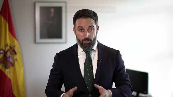 Santiago Abascal, líder de VOX cree que Sánchez quiere liquidar el actual sistema de gobierno español (captura de pantalla)