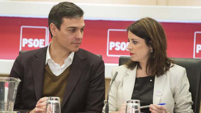 Pedro Sánchez junto a Adriana Lastra en una imagen de archivo. BORJA PUIG (PSOE) 