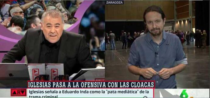 Pablo Iglesias reprocha en directo a Ferreras que La Sexta dé espacio a Eduardo Inda