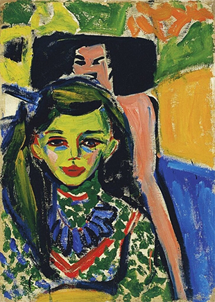 Fränzi ante una silla tallada (1910), de Ernst Ludwig Kirchner.