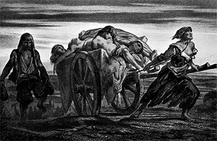 Un grabado moderno sobre la Peste Negra.