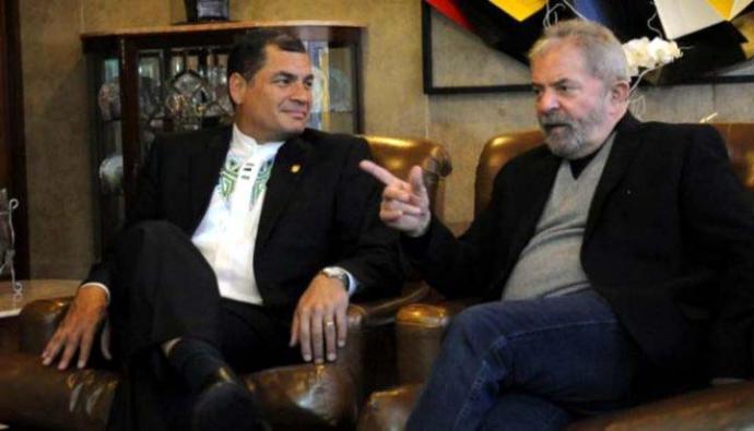 Correa y Lula Da Silva, ex presidentes de Ecuador y Brasil respectivamente ((Imagen de El Cohete a la Luna)