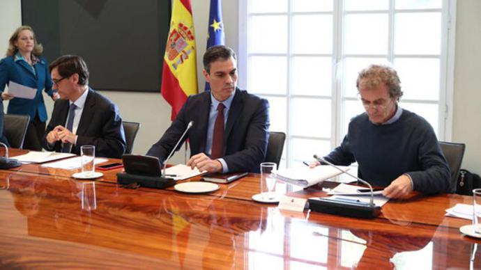 La comisión interministerial de este martes, presidida por Pedro Sánchez. MINISTERIO DE SANIDAD