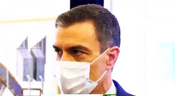 El presidente del Gobierno, Pedro Sánchez en rueda de prensa ofrecida tras la XXXI Cumbre Ibérica centrada en el desarrollo transfronterizo, este sábado en la ciudad lusa de Guarda. (captura de pantalla)