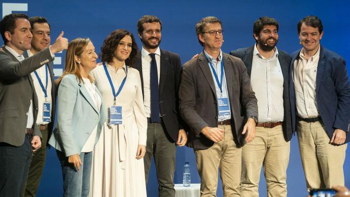 Pablo Casado, junto a los presidentes autonómicos del PP en una imagen de archivo. PP