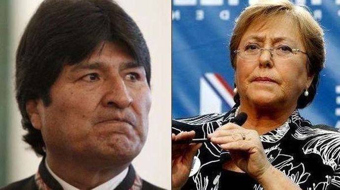 Evo Morales, presidente de Bolivia, y Michelle Bachelet, su par de Chile