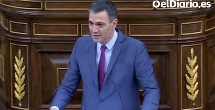 El presidente del Gobierno, Pedro Sánchez, interviene en una sesión plenaria en el Congreso de los Diputados, a 10 de noviembre de 2021, en Madrid (Captura pantalla)