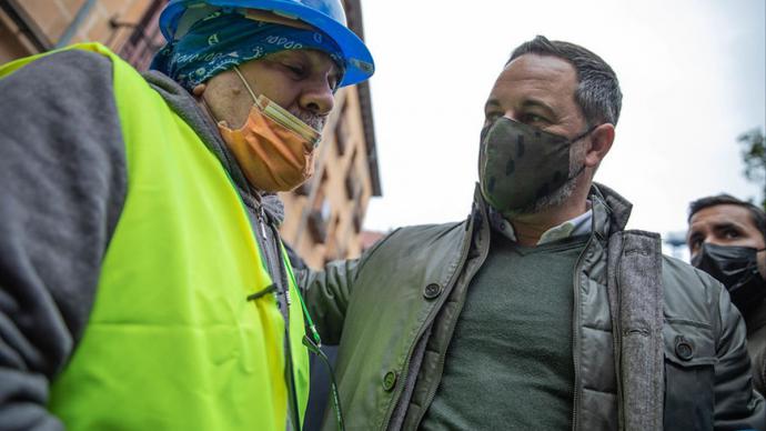 Abascal en un acto electoral en Lavapiés