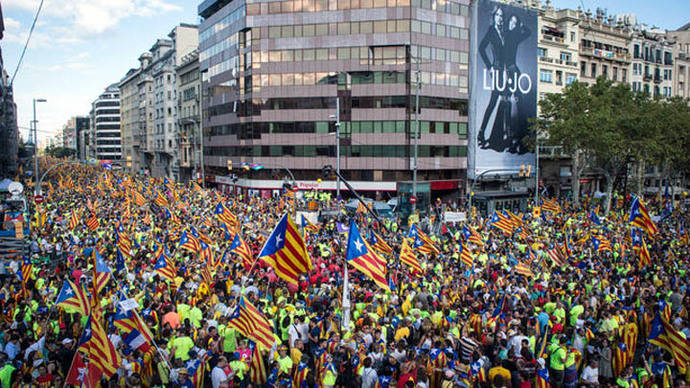 Cruce del Passeig de Gràcia y la calle Aragó, epicentro de la marcha ©SANDRA LÁZARO