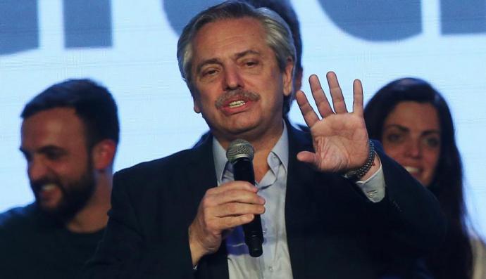 El candidato opositor de centroizquierda Alberto Fernández