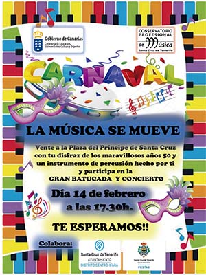 “La Música se Mueve” tomará Santa Cruz de Tenerife a ritmo de batucada este 14 de Febrero, día de San Valentín