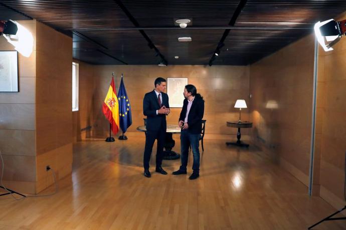 Sánchez e Iglesias, durante el encuentro que mantuvieron el pasado martes.