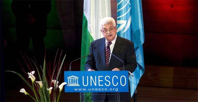 El presidente de la Autoridad Nacional Palestina, Mahmoud Abbas, habló ante la Unesco en diciembre de 2011