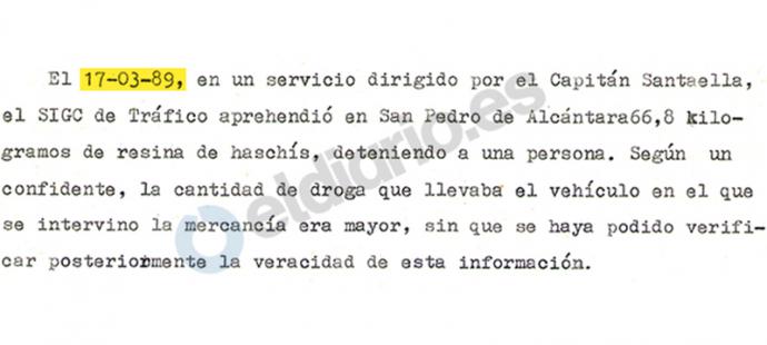 Extracto del informe del Servicio de Información de Guardia Civil de 1990