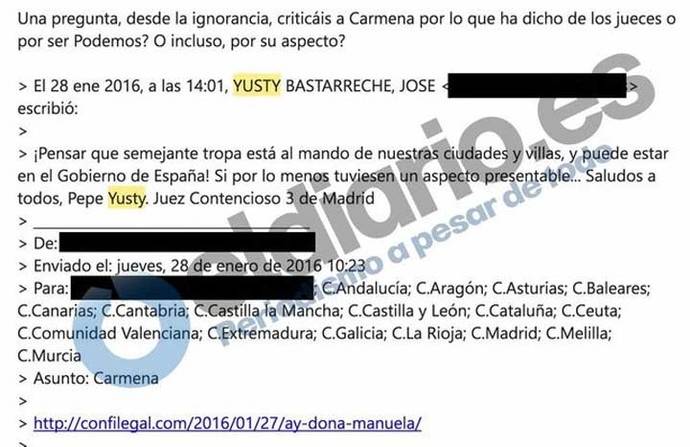 El juez que ha suspendido el acto por el derecho a decidir criticó a Carmena por no tener 'aspecto presentable'