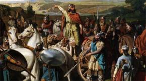 Don Rodrigo, el rey visigodo en la batalla de Guadalete