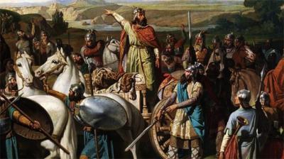 Don Rodrigo, el rey visigodo en la batalla de Guadalete