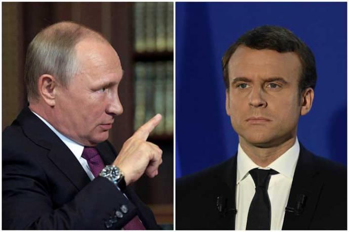 Vladimir Putin (i) y Emmanuel Macron, en un fotomontaje