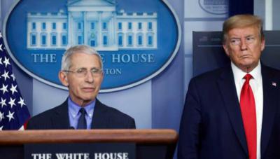 El presidente Donald Trump y director del Instituto Nacional de Alergia y Enfermedades infecciosas, Anthony Fauci.