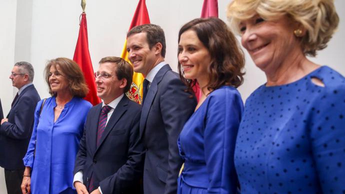 De derecha a izquierda: Aguirre, Ayuso, Casado, Botella y Gallardón en una imagen de 2019 EUROPA PRESS 