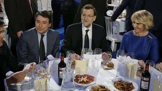 Mariano Rajoy, junto a Esperanza Aguirre e Ignacio González