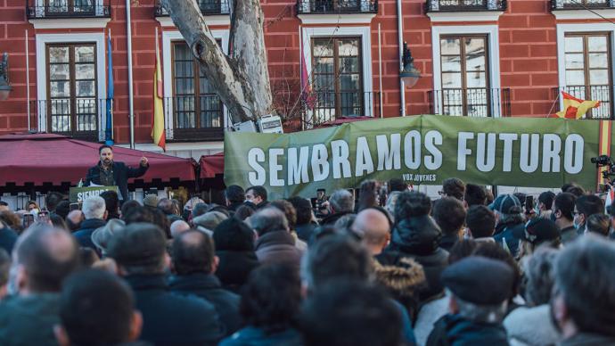 Santiago Abascal, en la presentación de Juan García-Gallardo Frings como candidato a la Presidencia de la Junta de Castilla y León. Vox